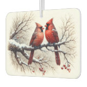 Kardinalen in de sneeuw op Tree Branch Red Berries Luchtverfrisser (Links)