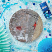 Kardinalen in de sneeuw papieren bordje (Feest)