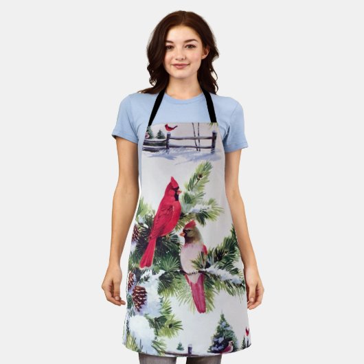 Kardinalen in de sneeuw schort (Gedragen)