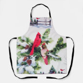 Kardinalen in de sneeuw schort (Voorkant)