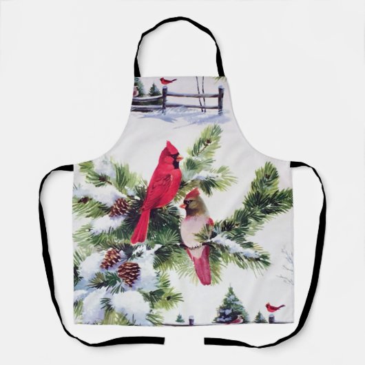 Kardinalen in de sneeuw schort (Voorkant)