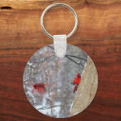 Kardinalen in de sneeuw sleutelhanger (Voorkant)