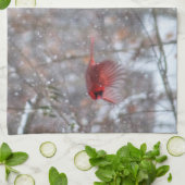 Kardinalen in de sneeuw theedoek (Gevouwen)