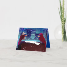 Kardinalen In De Stad Kerstmis Wenskaart