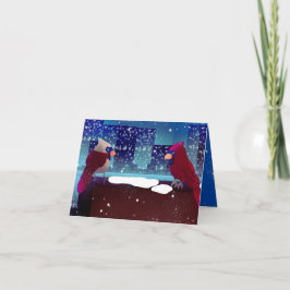 Kardinalen In De Stad Kerstmis Wenskaart Feestdagen Kaart