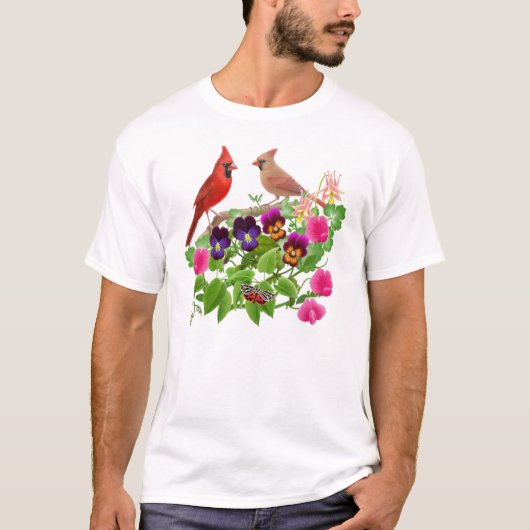 Kardinalen in de tuin T-shirt (Voorkant)