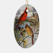 Kardinalen in de winter keramisch ornament (Rechts)