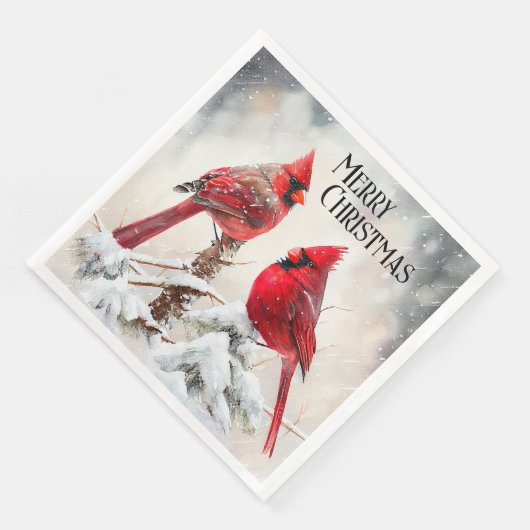  kardinalen in de winterscène kerst servet (Hoek)