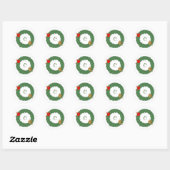Kardinalen in een groene krans met monogram ronde sticker (Vel)