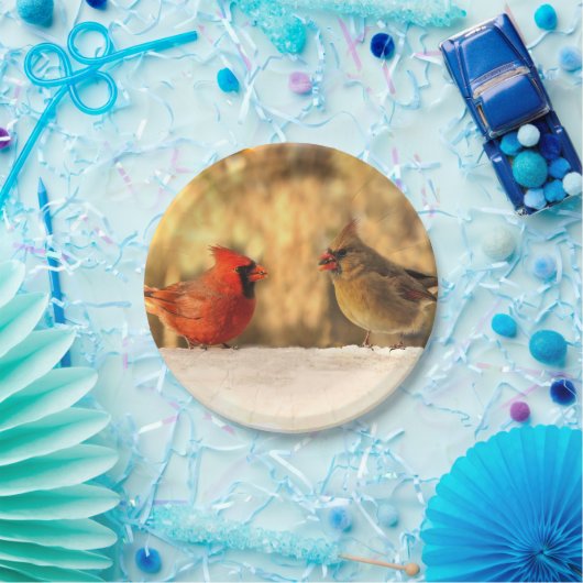 Kardinalen in het najaar 7 inch papier Bord (Feest)