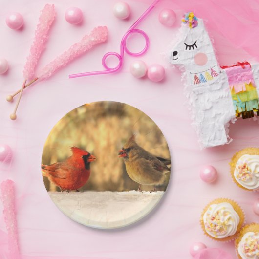 Kardinalen in het najaar 7 inch papier Bord (Feest)