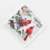  Kardinalen in Sneeuwwitje Winter Scene Servet (Hoek)