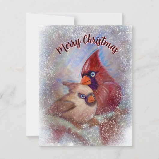 Kardinalen Kerst Kaart kunst schilderen (Voorkant)