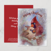 Kardinalen Kerst Kaart  kunst schilderen (Voorkant / Achterkant)