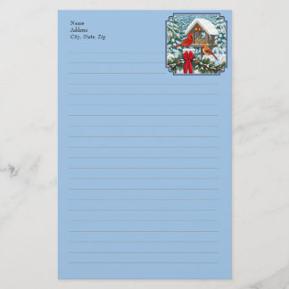 Kardinalen Kerstfeest Blauw Briefpapier