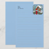 Kardinalen Kerstfeest Blauw Briefpapier (Voorkant / Achterkant)