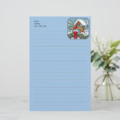 Kardinalen Kerstfeest Blauw Briefpapier (Staand voorkant)