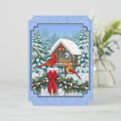 Kardinalen Kerstfeest Blauw Kaart (Staand voorkant)