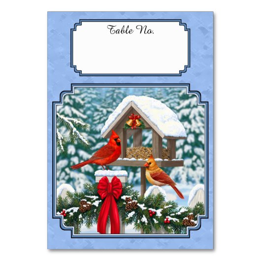 Kardinalen Kerstfeest Blauw Kaart (Voorkant)