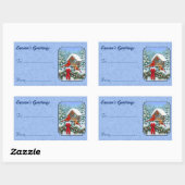 Kardinalen Kerstfeest Blauw Rechthoekige Sticker (Vel)