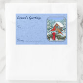 Kardinalen Kerstfeest Blauw Rechthoekige Sticker (Tas)