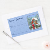 Kardinalen Kerstfeest Blauw Rechthoekige Sticker (Envelop)