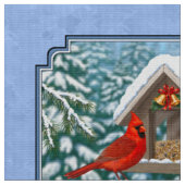 Kardinalen Kerstfeest Blauw Stof (Close Up)