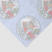 Kardinalen Kerstfeest Blauw Tissuepapier (Detail)