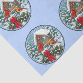 Kardinalen Kerstfeest Blauw Tissuepapier (Detail)
