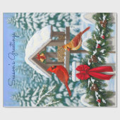 Kardinalen Kerstfeest Cadeaupapier (Vlak)