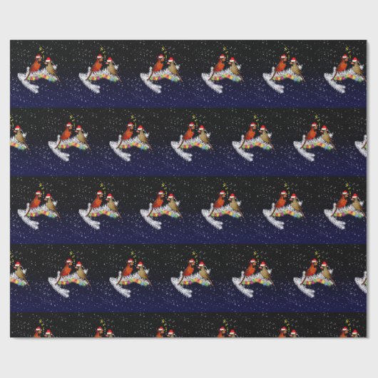 kardinalen-kerstinpakpapier cadeaupapier (Vlak)