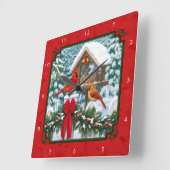 Kardinalen Kerstvogelvoeder Rood Vierkante Klok (Hoek)