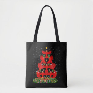 Kardinalen met kerstbomen tote bag