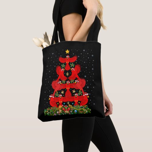 Kardinalen met kerstbomen tote bag (Dichtbij)