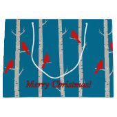 Kardinalen met kerstcadeautas van Birch Trees Groot Cadeauzakje (Voorkant)