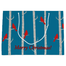 Kardinalen met kerstcadeautas van Birch Trees Groot Cadeauzakje