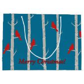 Kardinalen met kerstcadeautas van Birch Trees Groot Cadeauzakje (Achterkant)