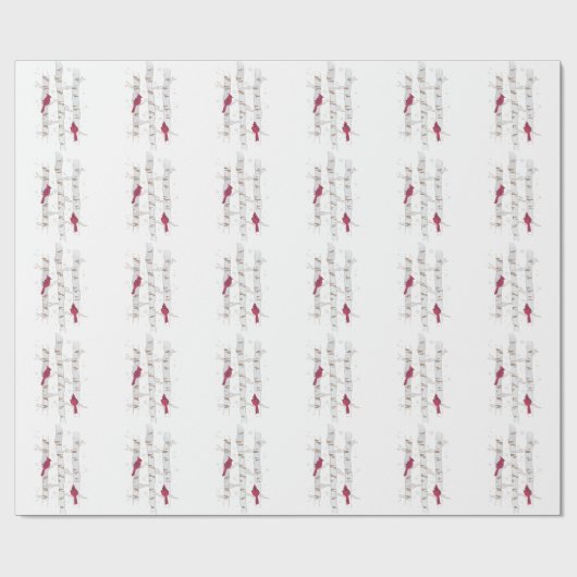 Kardinalen op Aspen Cadeaupapier (Vlak)