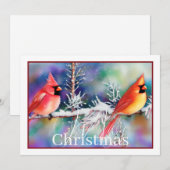 Kardinalen op besneeuwde tak budget Kerstmis Feestdagenkaart (Voorkant / Achterkant)