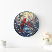 Kardinalen op een besneeuwde dag wandklok (Huis)