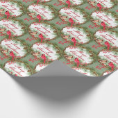 Kardinalen op een krans Kerst Inpakpapier (Hoek)