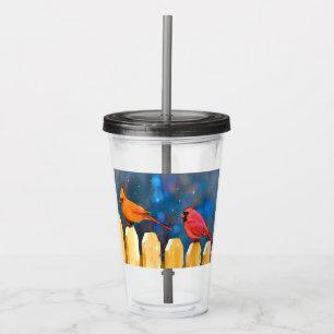 Kardinalen op het schilderen van de hek - Oorspron Acryl Drinkbeker