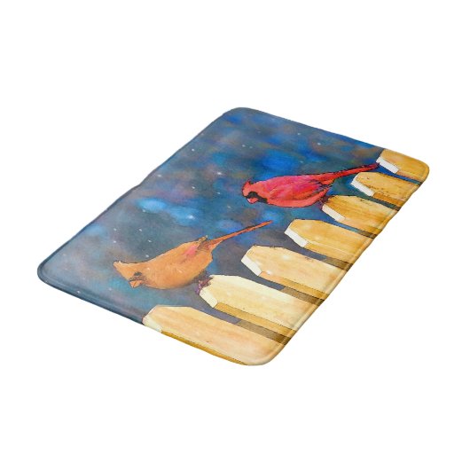 Kardinalen op het schilderen van de hek - Oorspron Badmat (Gekanteld)