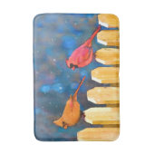 Kardinalen op het schilderen van de hek - Oorspron Badmat (Voorkant Verticaal)