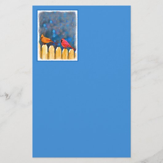 Kardinalen op het schilderen van de hek - Oorspron Briefpapier (Voorkant)