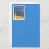 Kardinalen op het schilderen van de hek - Oorspron Briefpapier (Voorkant / Achterkant)