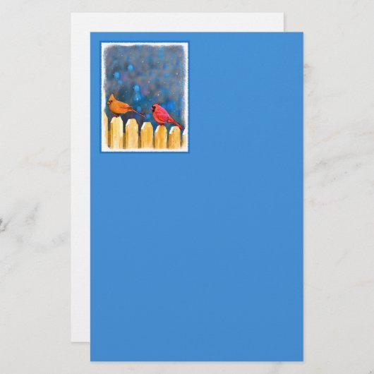 Kardinalen op het schilderen van de hek - Oorspron Briefpapier (Voorkant / Achterkant)