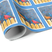 Kardinalen op het schilderen van de hek - Oorspron Cadeaupapier (Rol Hoek)