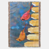 Kardinalen op het schilderen van de hek - Oorspron Deken (Voorkant Verticaal)