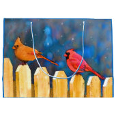 Kardinalen op het schilderen van de hek - Oorspron Groot Cadeauzakje (Achterkant)